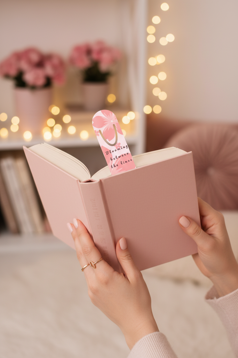 Blooming Between the Lines Bookmark | Pink Floral Book Lover Gift – Petal & Power