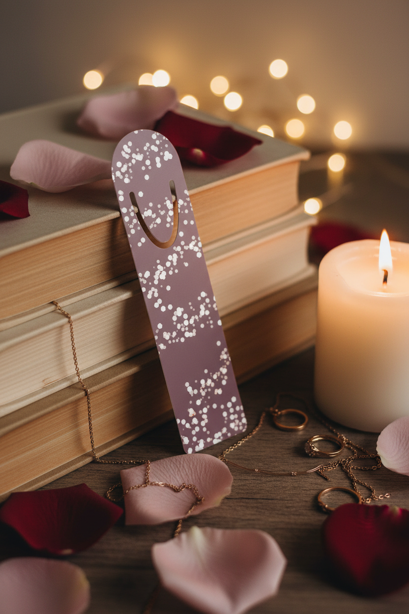 Rose Gold Glitter Bookmark | Sparkle Mauve Reading Accessory – Petal & Power