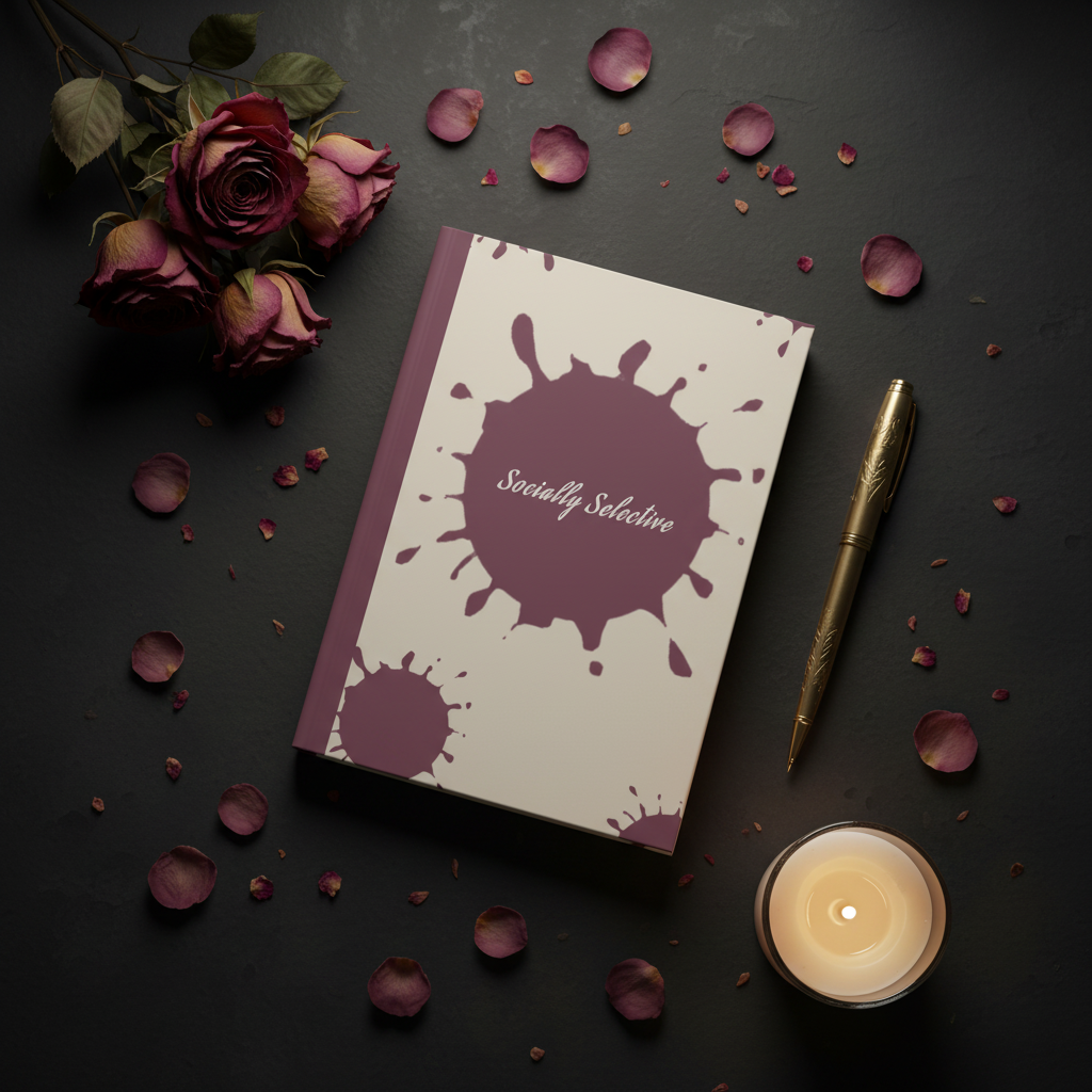 "Socially Selective" Journal | Mauve Ink Splatter Hardcover Lined Notebook