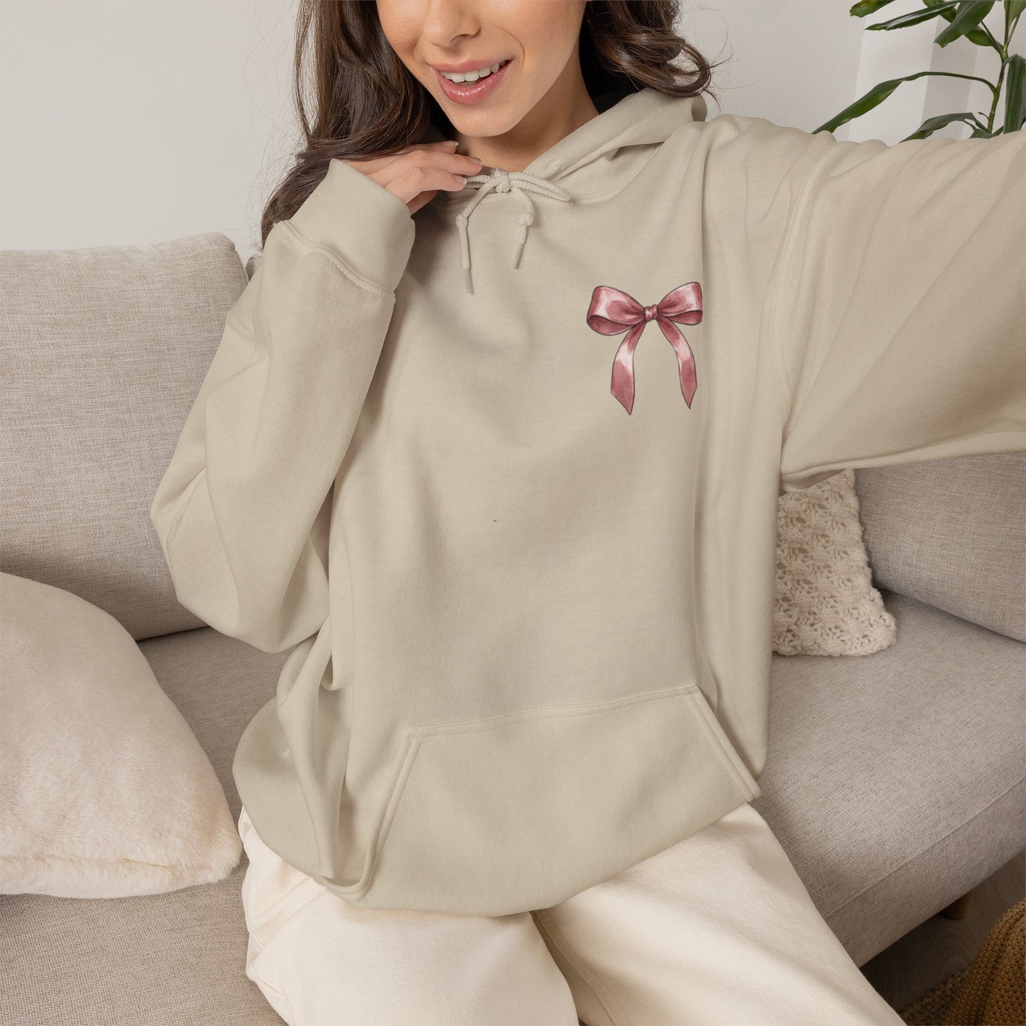 Coquette Bow Tea Party Hoodie | Aesthetic Cherry & Bow Print Oversized Sweatshirt