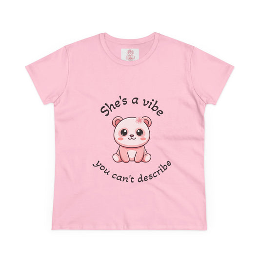 Coquette Graphic Tee | "She's a Vibe" Cute Bear Women's T-Shirt | Girly Pink Shirt