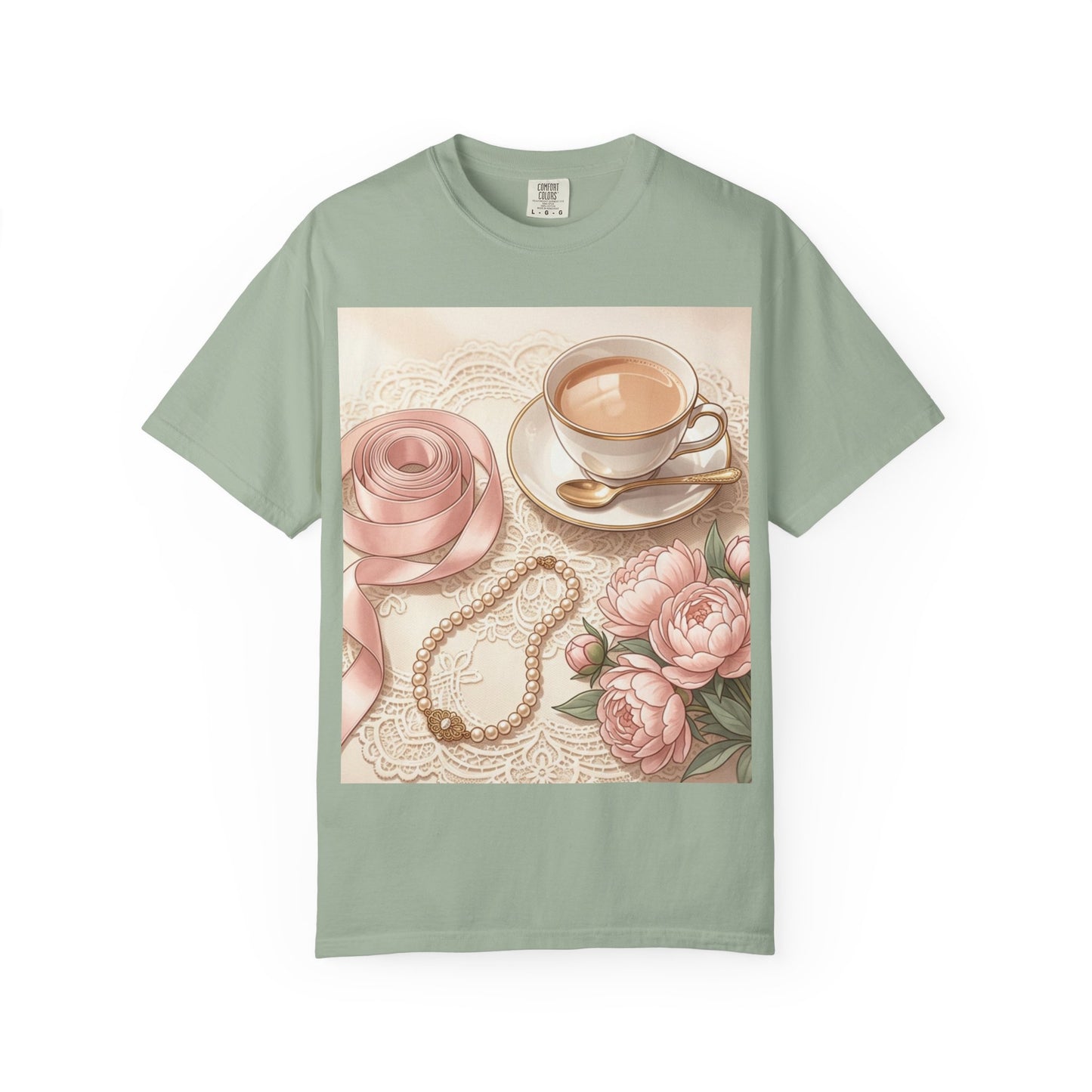 Vintage Coquette Pink Ribbon Tee - Unisex Coffee & Pearls Graphic T-Shirt