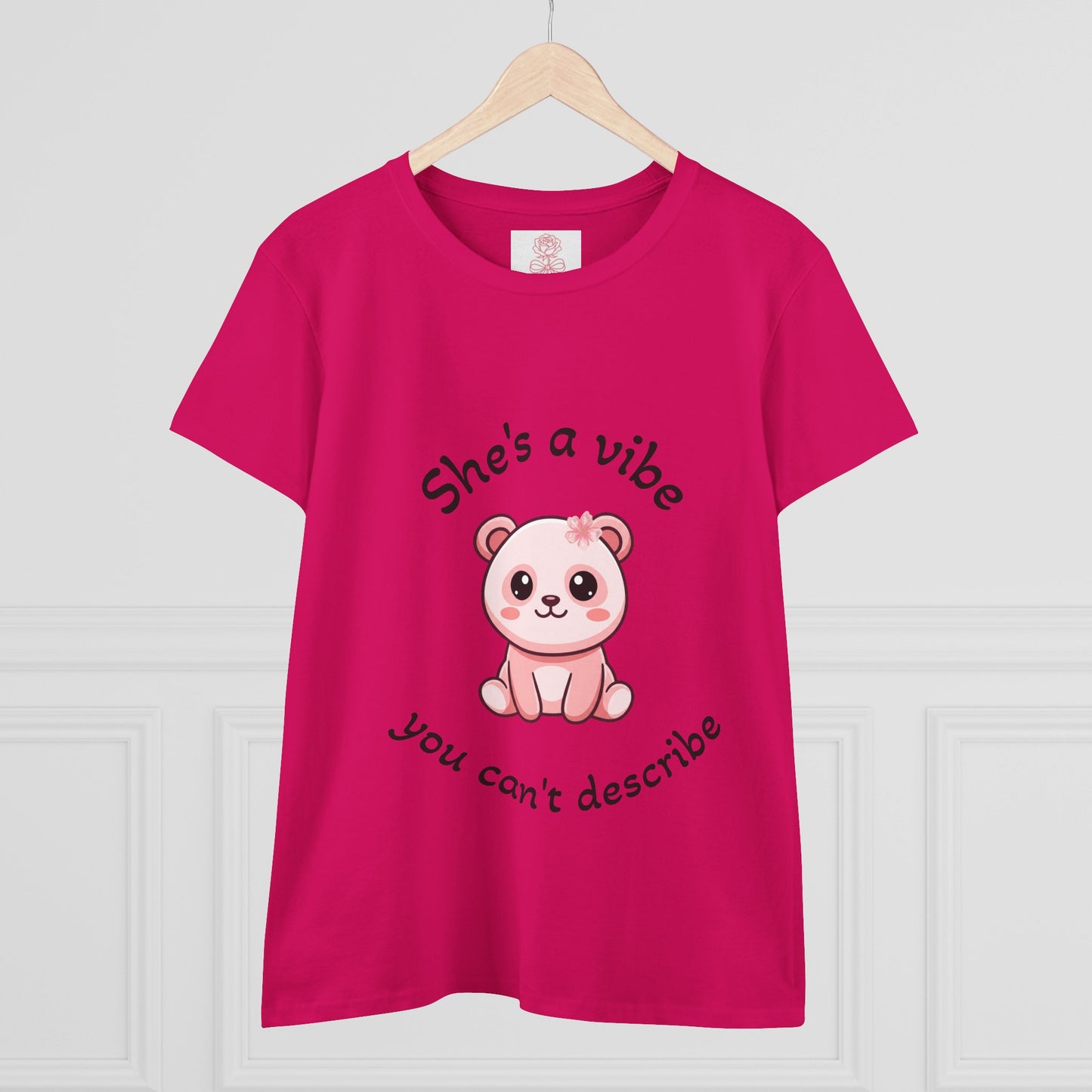 Coquette Graphic Tee | "She's a Vibe" Cute Bear Women's T-Shirt | Girly Pink Shirt