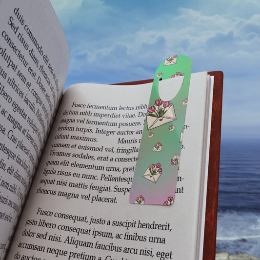 Whimsical Tulip Love Letter Aluminum Bookmark | Cute Pastel Page Clip
