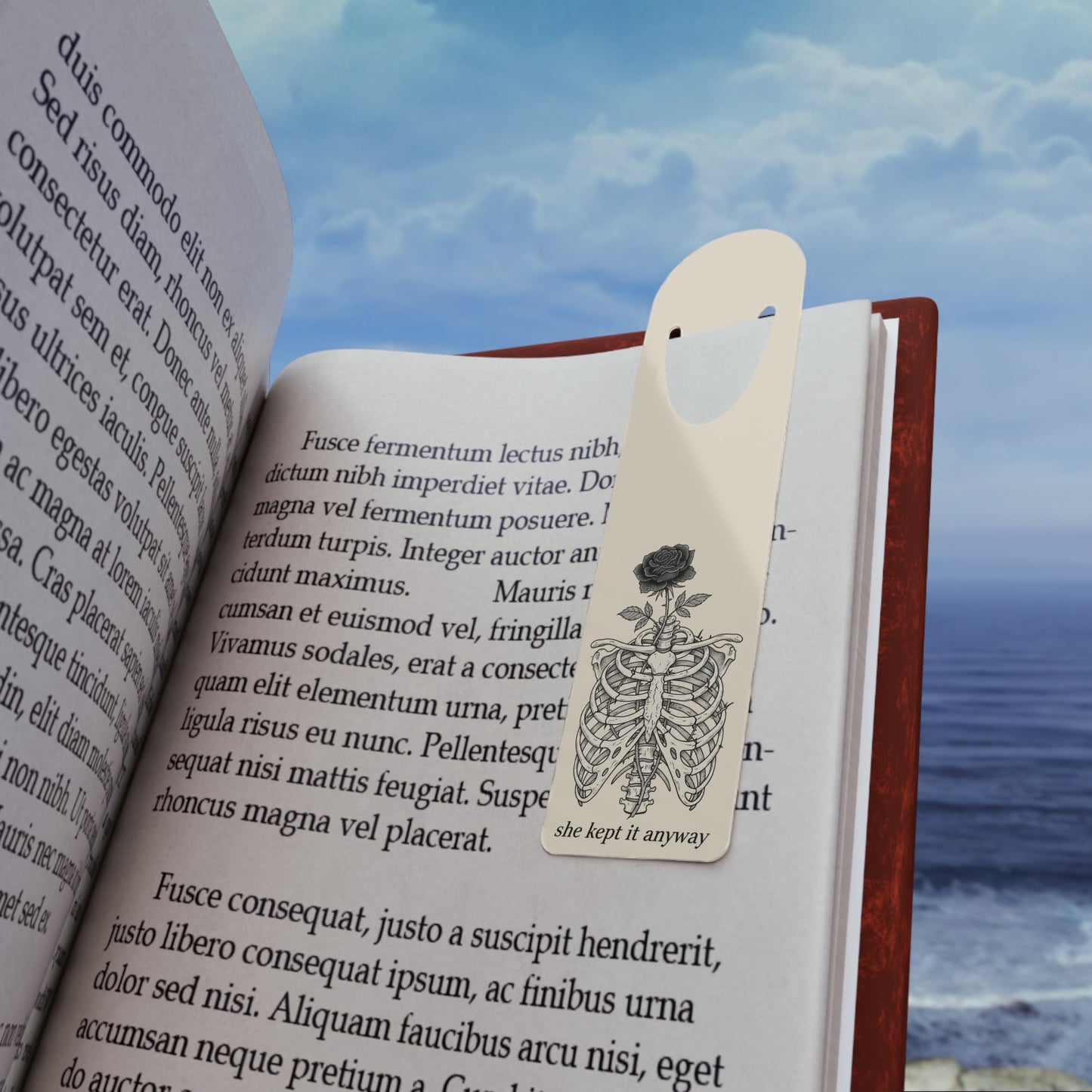 She Kept It Anyway Rose Ribcage Bookmark | Dark Coquette Gothic Skeleton Reading Accessory – Petal & Power