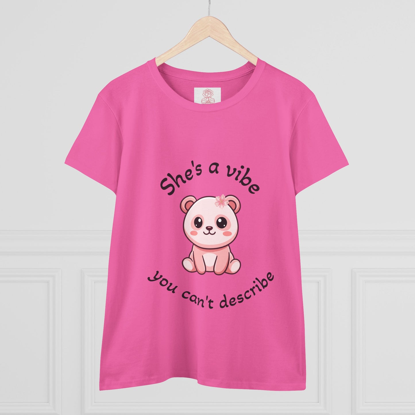 Coquette Graphic Tee | "She's a Vibe" Cute Bear Women's T-Shirt | Girly Pink Shirt