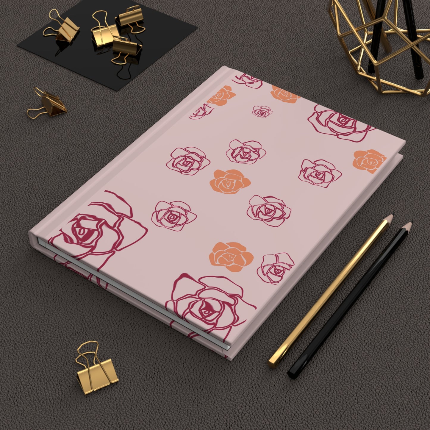 Patel & Power Elegant Dainty Rose Notebook – Matte Hardcover Lined Journal