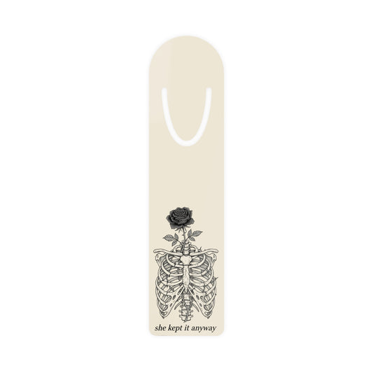 She Kept It Anyway Rose Ribcage Bookmark | Dark Coquette Gothic Skeleton Reading Accessory – Petal & Power