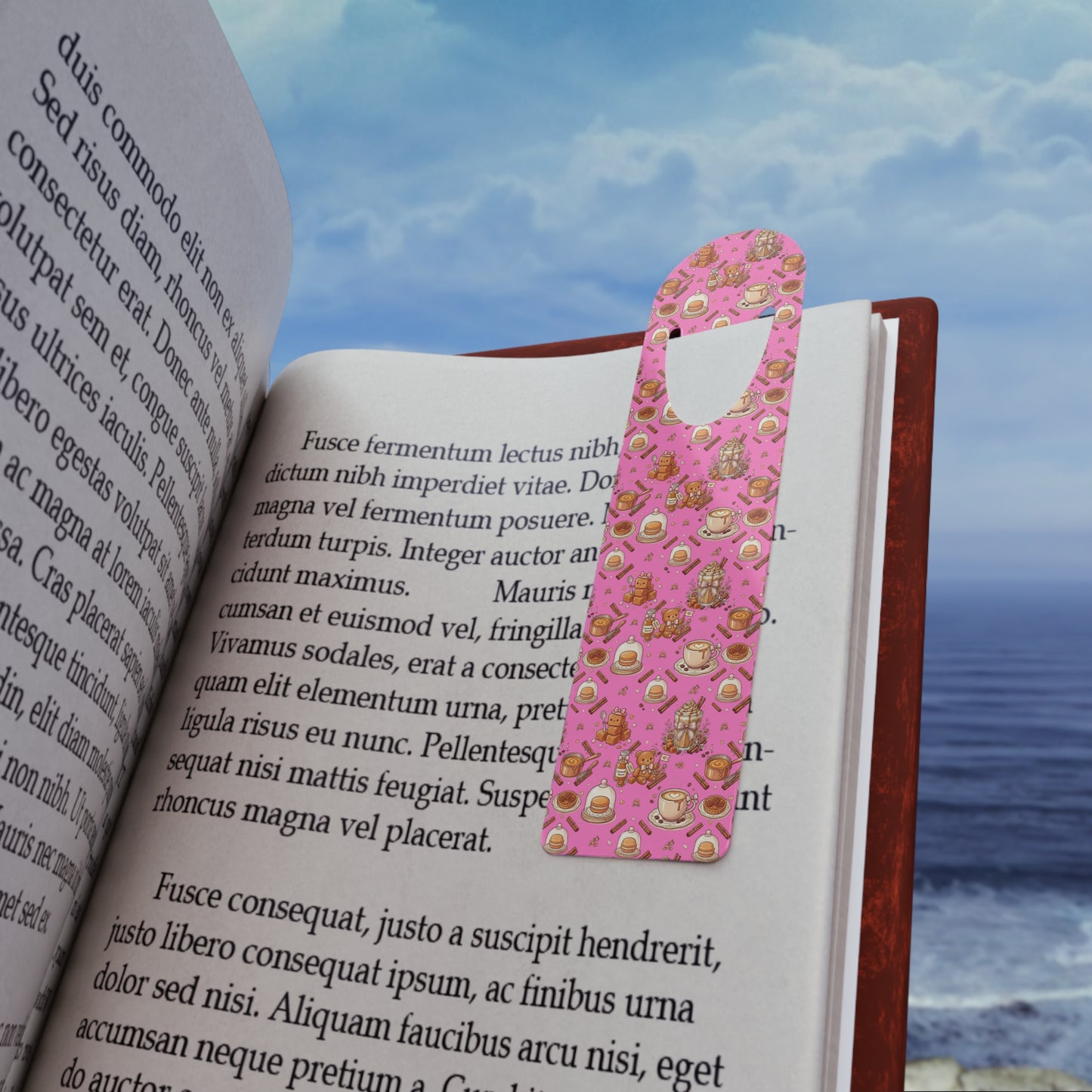 Cozy Cafè Aesthetic  Bookmark – Cute Pink Coffee & Pastry Book Clip