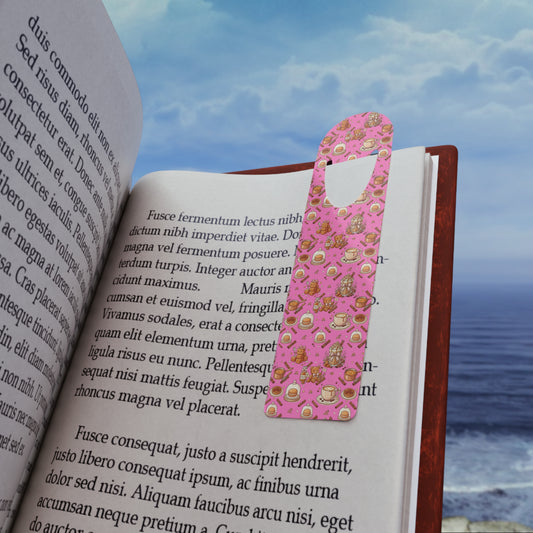 Cozy Cafè Aesthetic  Bookmark – Cute Pink Coffee & Pastry Book Clip
