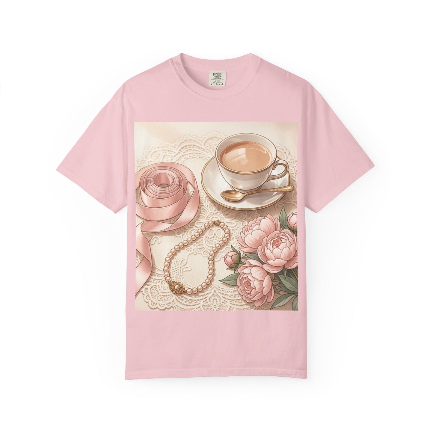 Vintage Coquette Pink Ribbon Tee - Unisex Coffee & Pearls Graphic T-Shirt