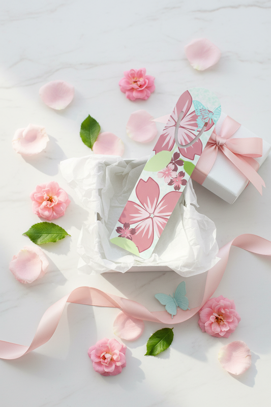 Floral Butterfly Bookmark – Pink Hibiscus & Butterfly Design | Aesthetic Reading Accessory