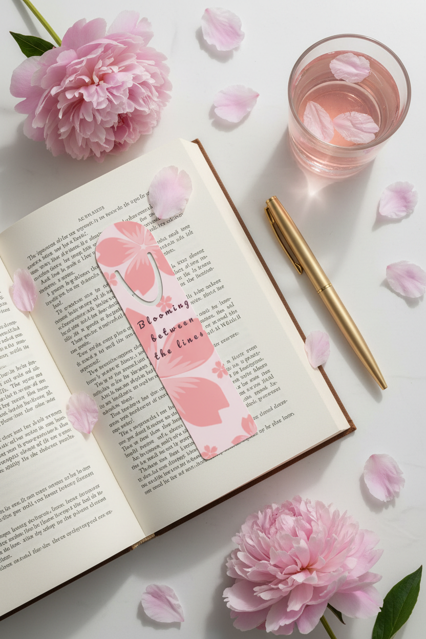 Blooming Between the Lines Bookmark | Pink Floral Book Lover Gift – Petal & Power