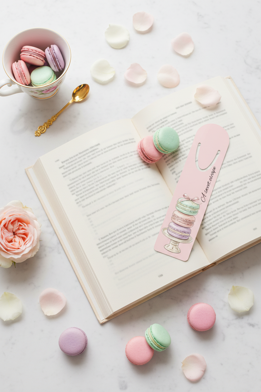 "A Sweet Escape" Macaron Bookmark | Coquette Aesthetic Reading Accessory