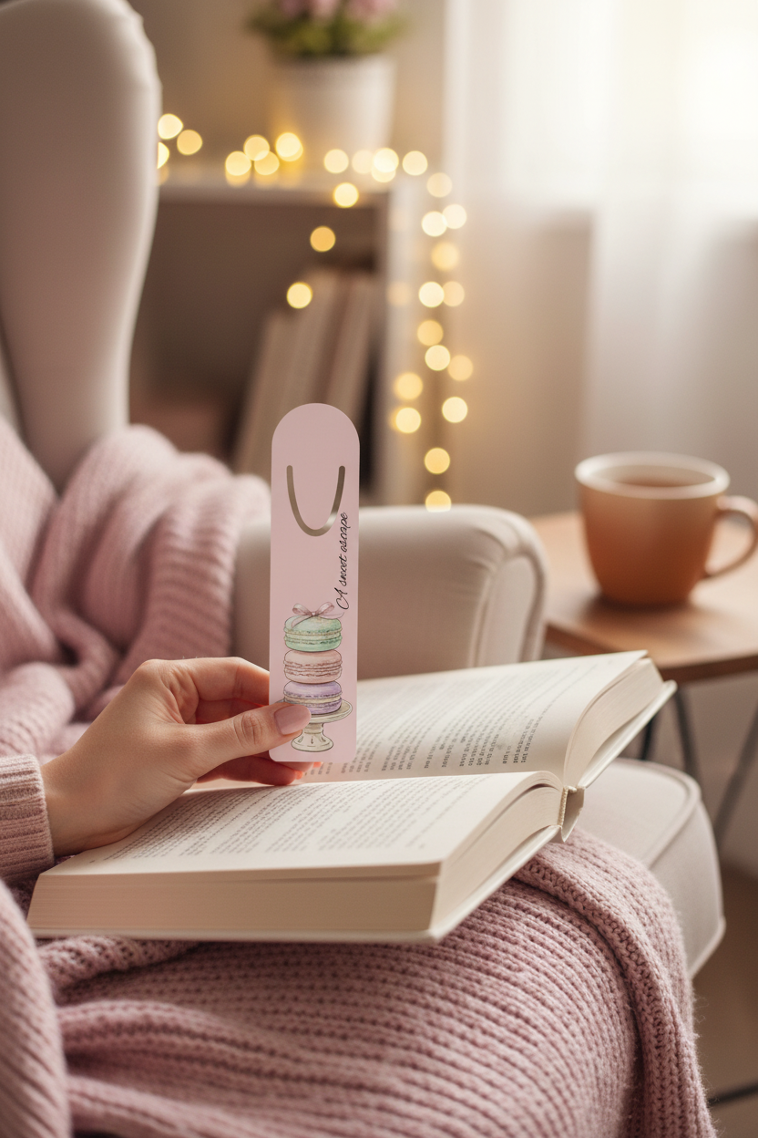 "A Sweet Escape" Macaron Bookmark | Coquette Aesthetic Reading Accessory