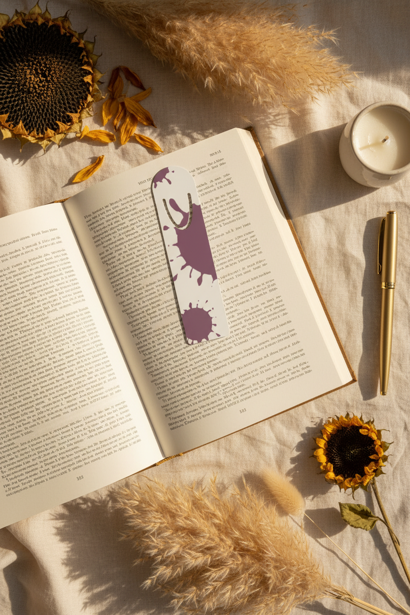 Mauve Sunflower Bookmark | Aesthetic Floral Bookmark for Book Lovers