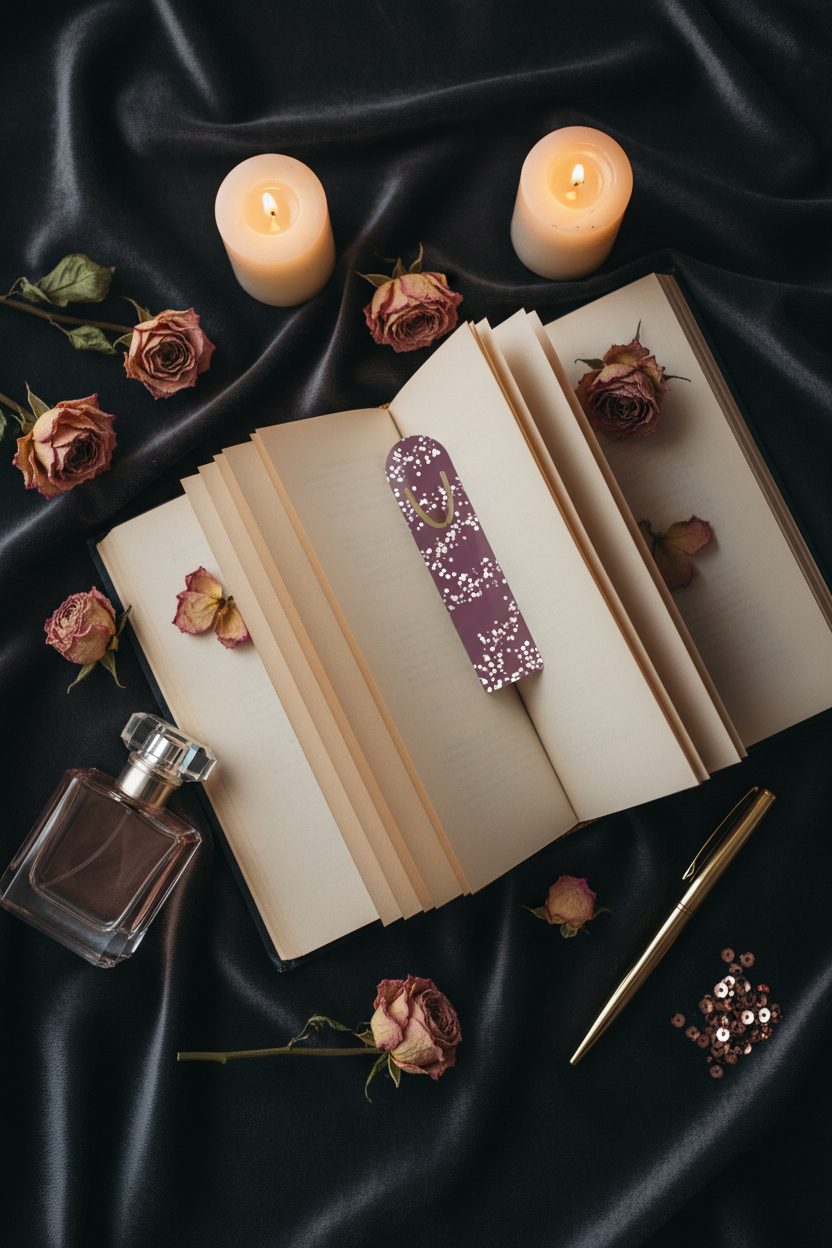 Rose Gold Glitter Bookmark | Sparkle Mauve Reading Accessory – Petal & Power