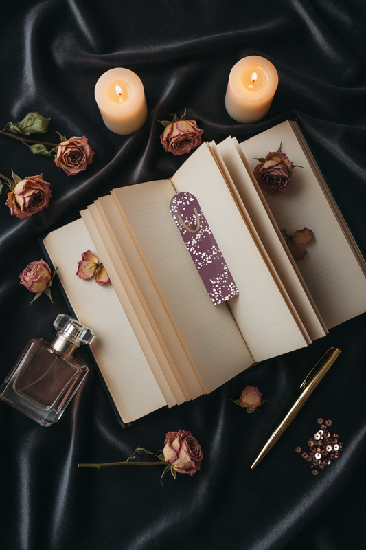 Rose Gold Glitter Bookmark | Sparkle Mauve Reading Accessory – Petal & Power