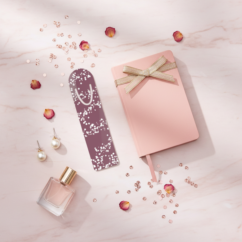 Rose Gold Glitter Bookmark | Sparkle Mauve Reading Accessory – Petal & Power