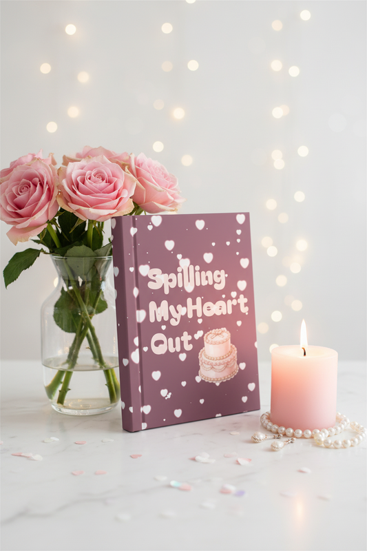 "Spilling My Heart Out" Journal | Coquette Heart & Cake Hardcover Lined Notebook
