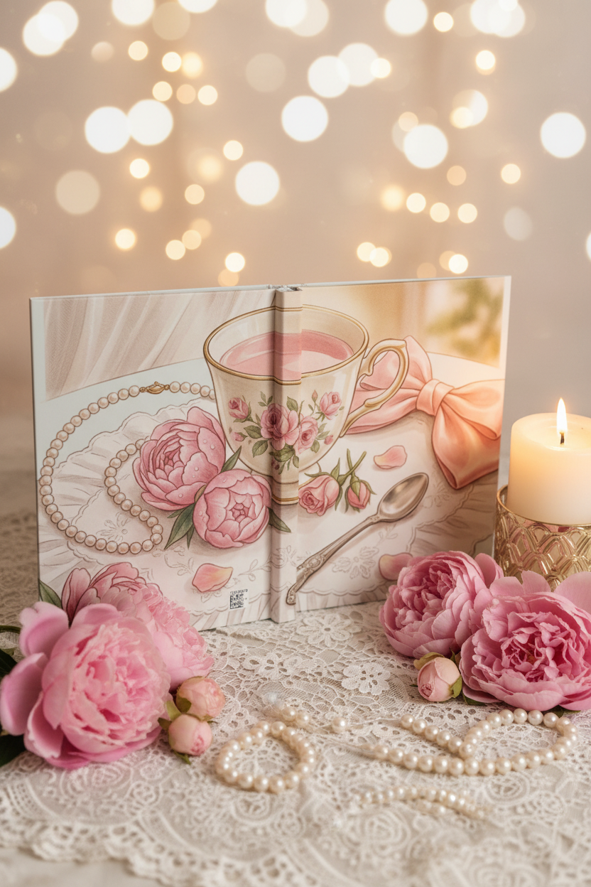 Coquette Tea Party Journal | Vintage Rose Teacup & Bow Hardcover Lined Notebook