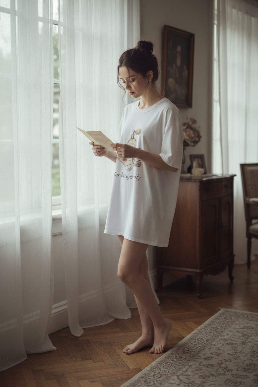 For Her Eyes Only Vintage Perfume Tee | Coquette Love Letter Graphic T-Shirt – Petal & Power