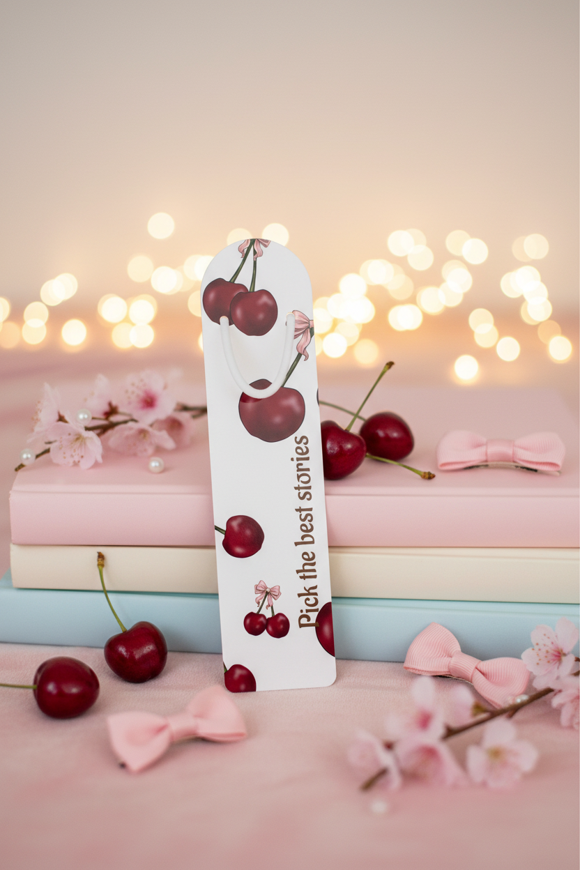 Pick the Best Stories Cherry Bookmark | Coquette Bow Reading Accessory – Petal & Power