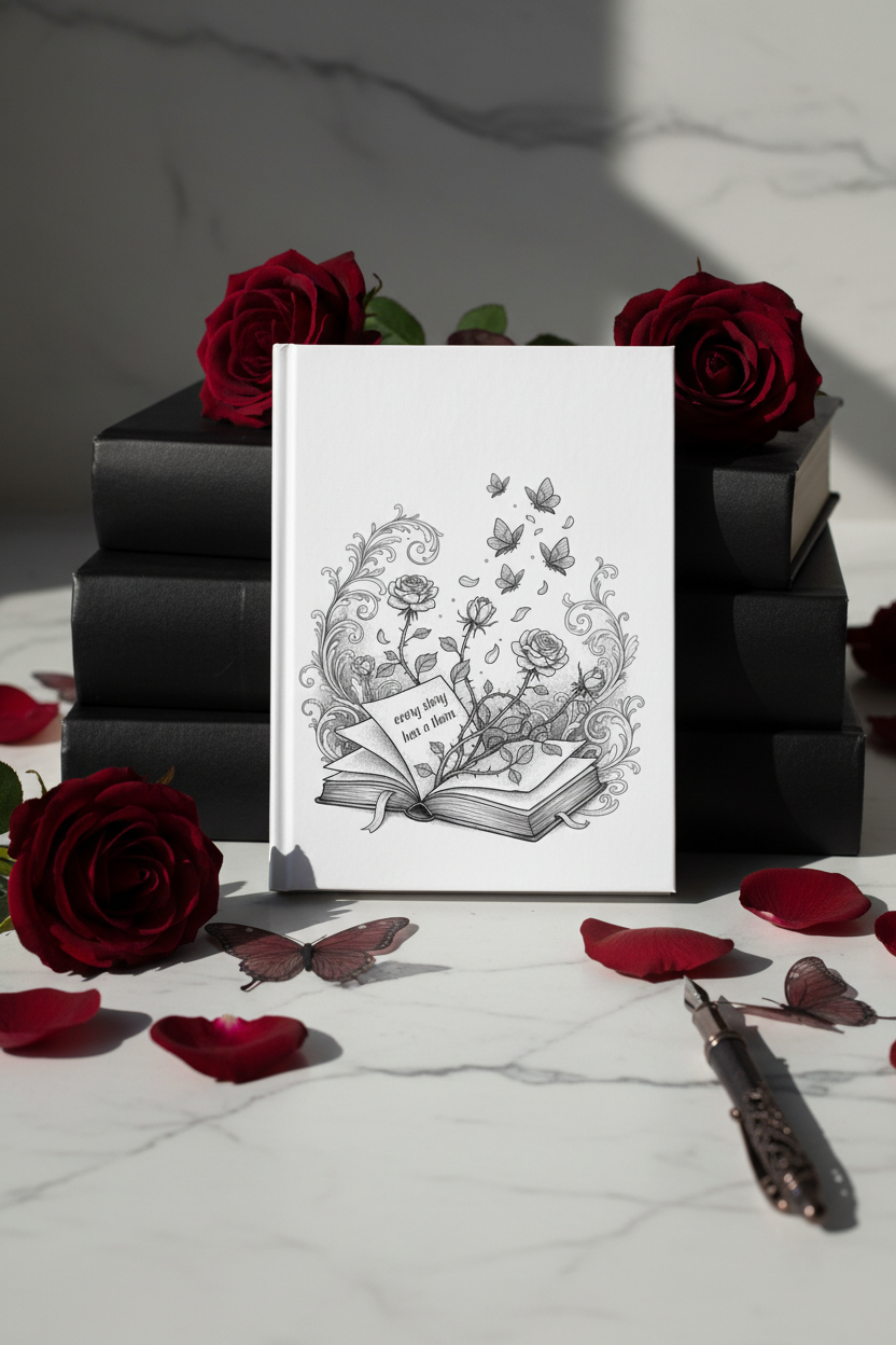 Every Story Has a Thorn Rose Butterfly Journal | Dark Coquette Gothic Bookish Hardcover Notebook – Petal & Power