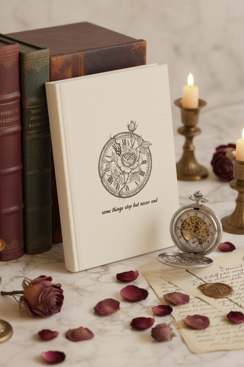 Some Things Stop But Never End Rose Clock Journal | Dark Coquette Gothic Pocket Watch Hardcover Notebook – Petal & Power
