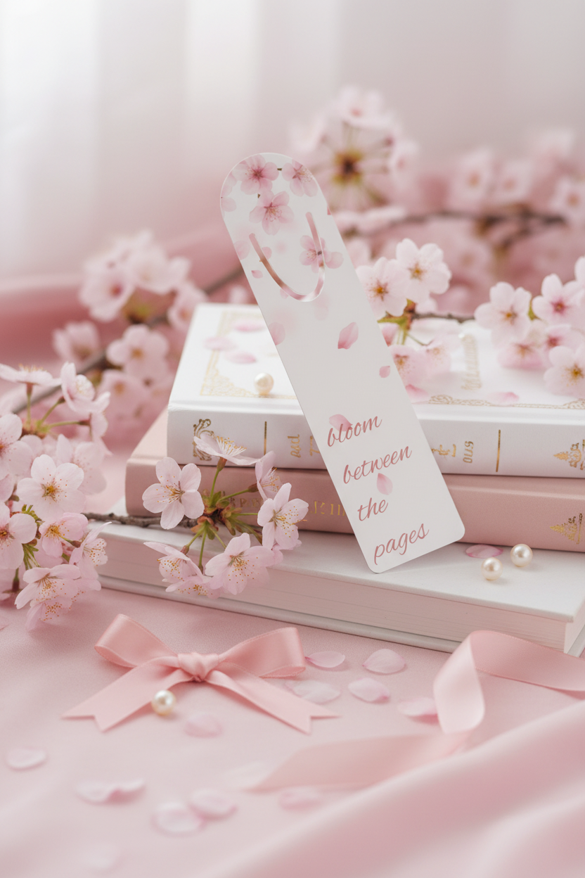 Bloom Between the Pages Cherry Blossom Bookmark | Coquette Feminine Floral Reading Accessory – Petal & Power