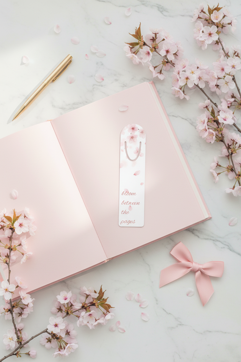 Bloom Between the Pages Cherry Blossom Bookmark | Coquette Feminine Floral Reading Accessory – Petal & Power