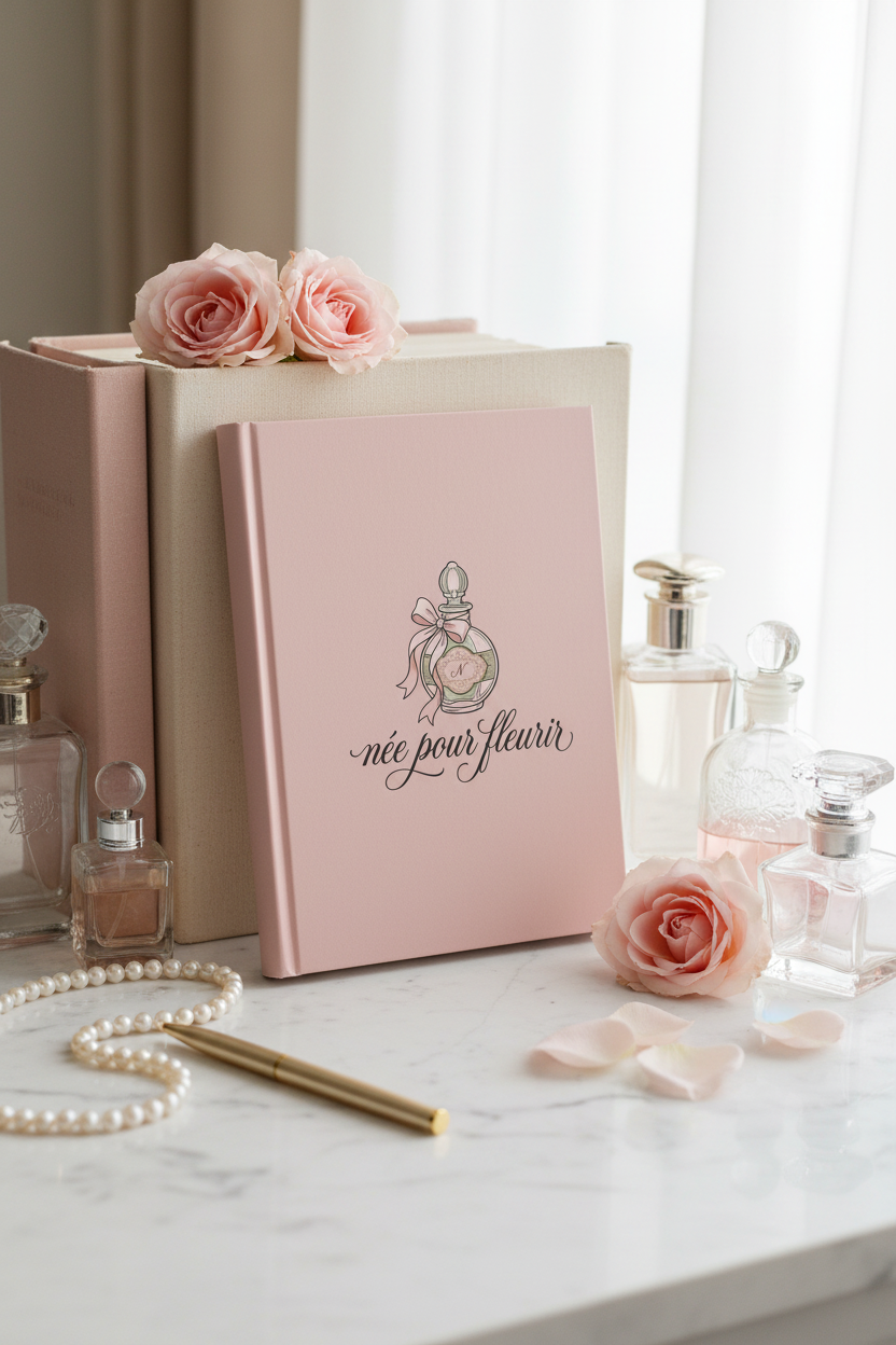 Née Pour Fleurir Vintage Perfume Bottle Journal | Coquette Parisian Hardcover Lined Notebook – Petal & Power