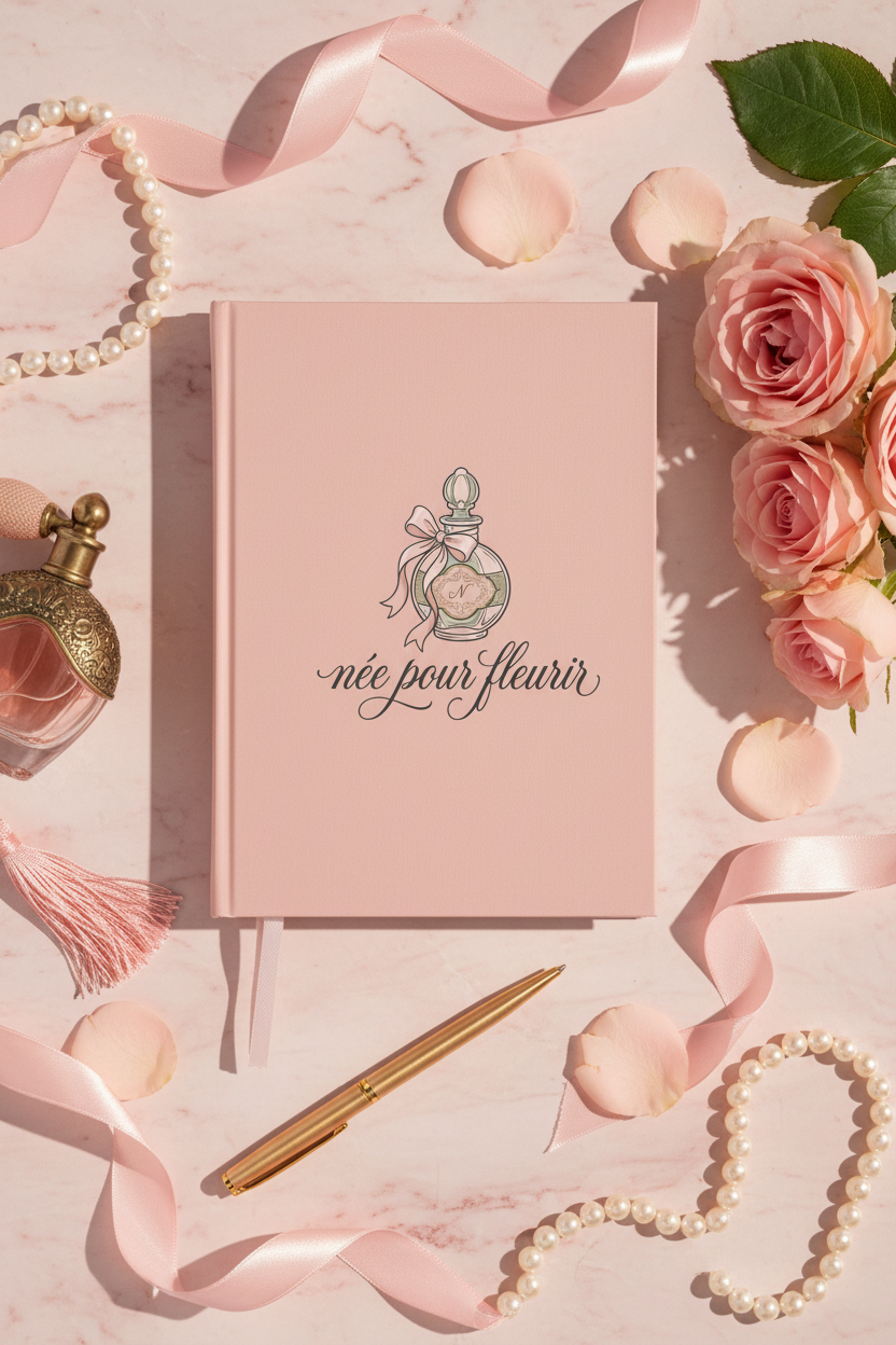 Née Pour Fleurir Vintage Perfume Bottle Journal | Coquette Parisian Hardcover Lined Notebook – Petal & Power