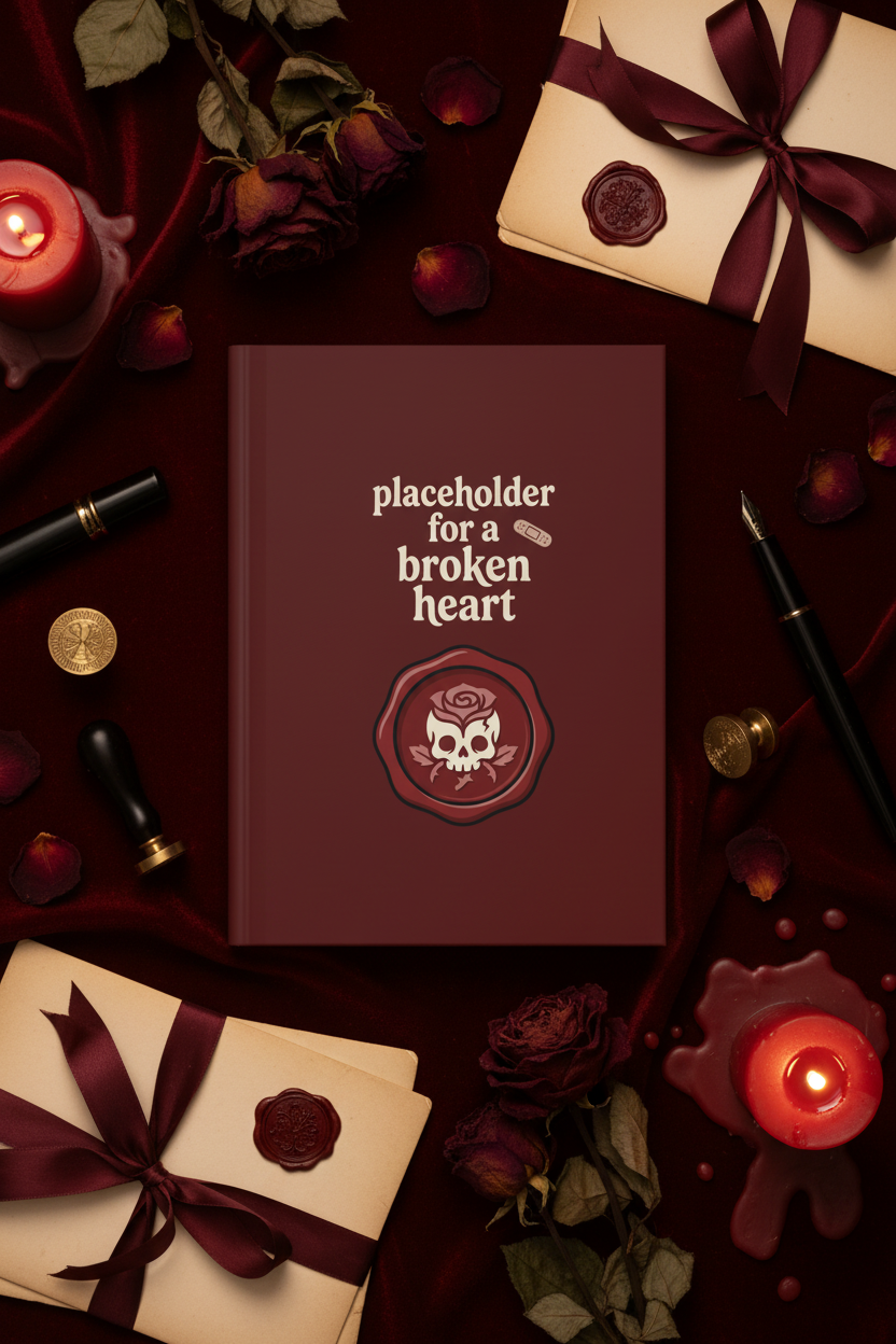 Placeholder for a Broken Heart Journal | Dark Coquette Gothic Skull Rose Wax Seal Hardcover Notebook – Petal & Power