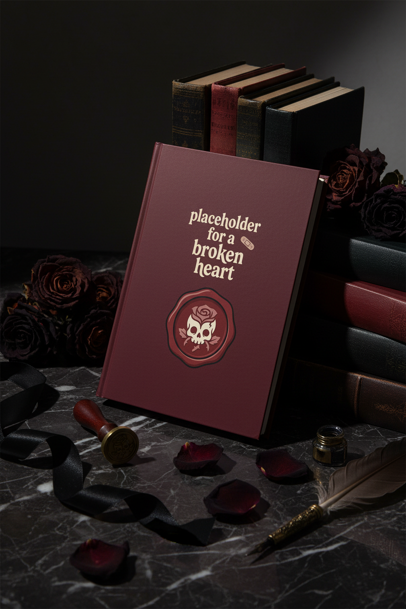 Placeholder for a Broken Heart Journal | Dark Coquette Gothic Skull Rose Wax Seal Hardcover Notebook – Petal & Power