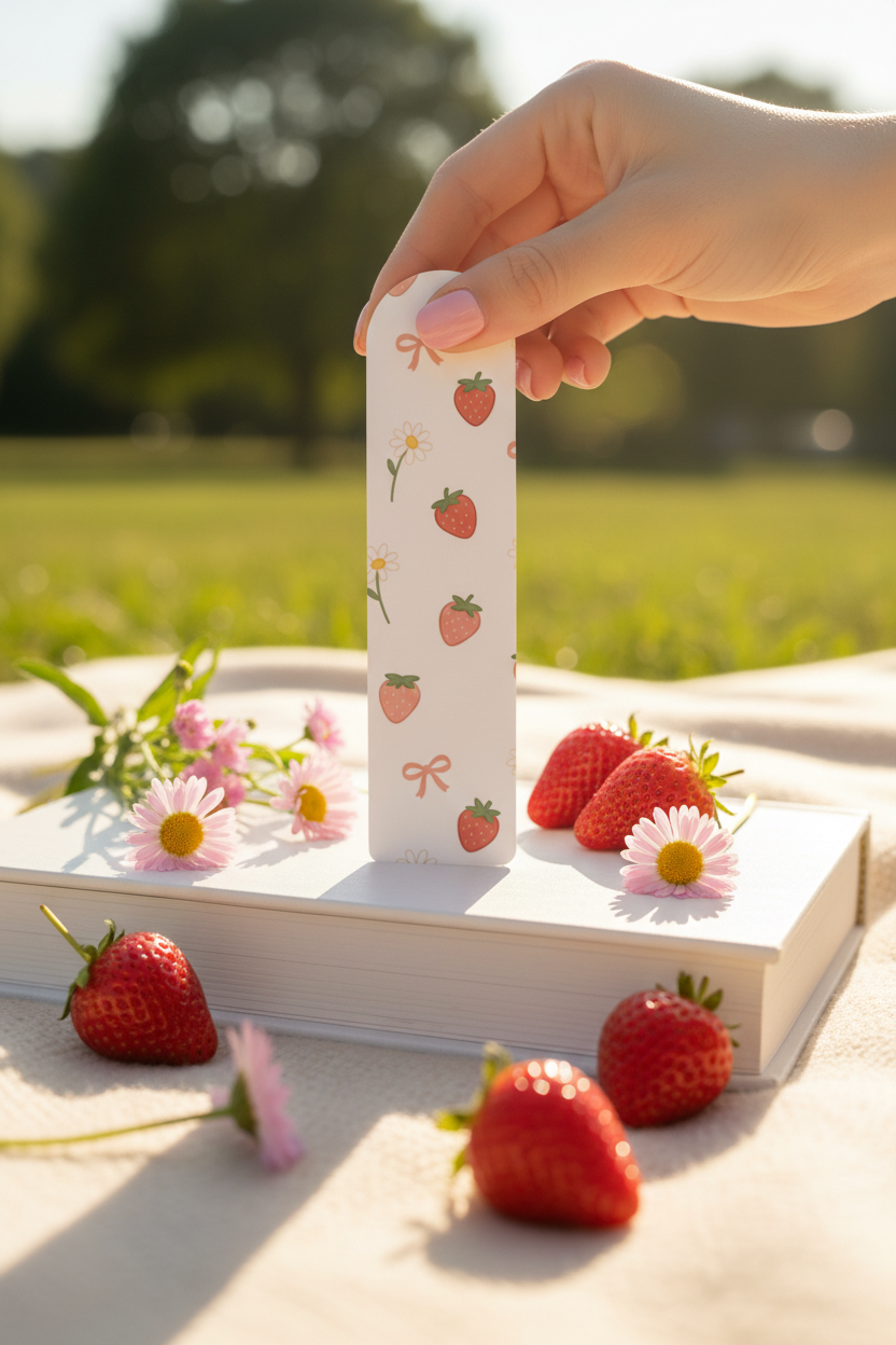 My Sweet Little Secrets Strawberry Daisy Bow Bookmark | Coquette Playful Reading Accessory – Petal & Power