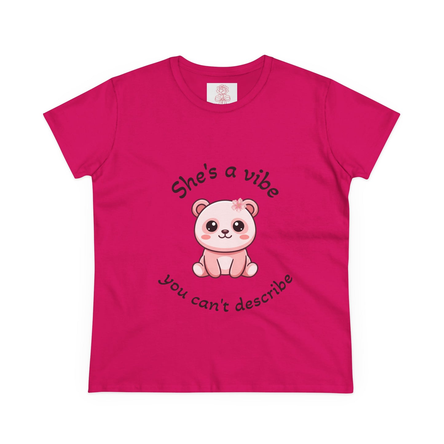 Coquette Graphic Tee | "She's a Vibe" Cute Bear Women's T-Shirt | Girly Pink Shirt