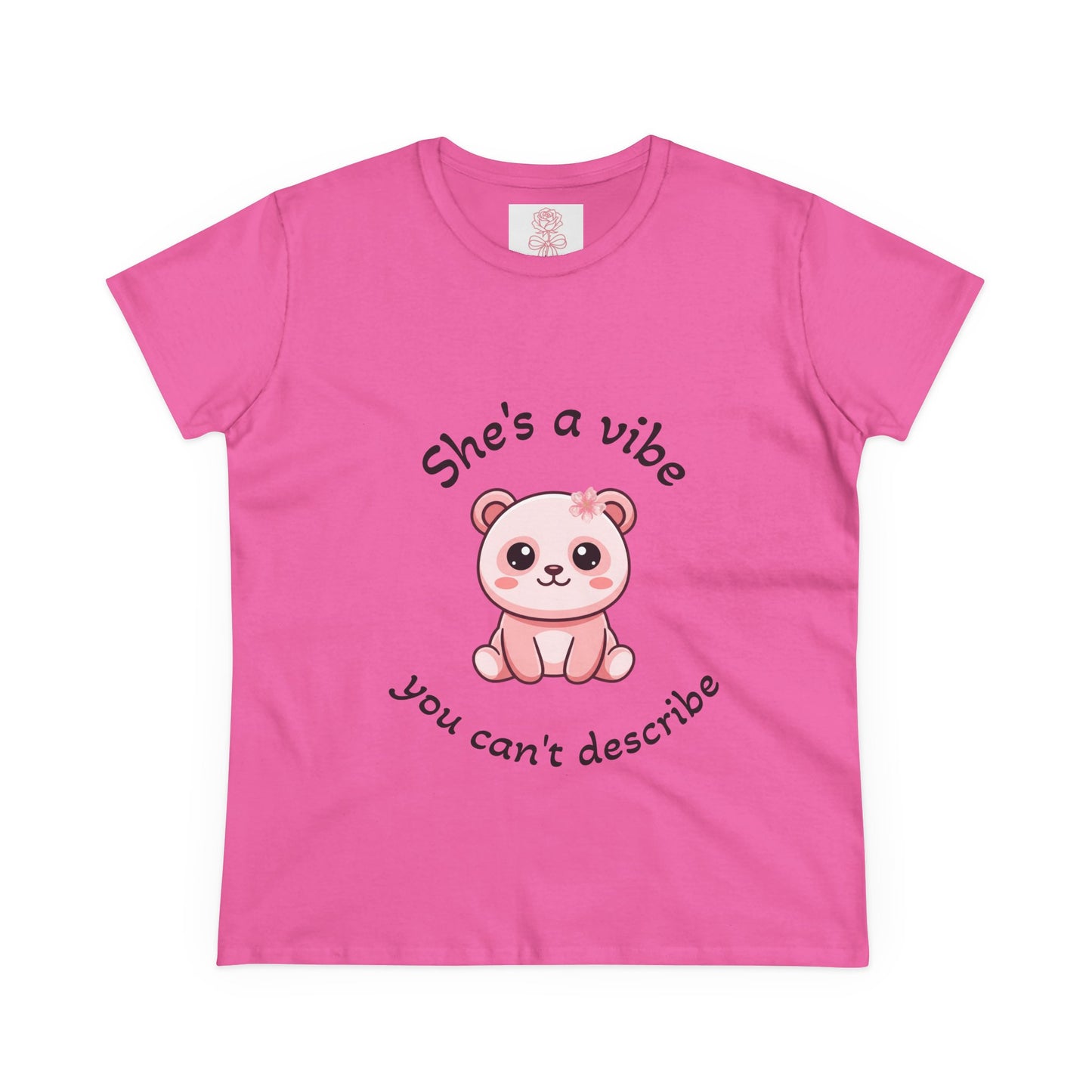 Coquette Graphic Tee | "She's a Vibe" Cute Bear Women's T-Shirt | Girly Pink Shirt