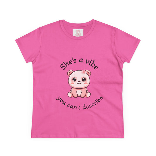 Coquette Graphic Tee | "She's a Vibe" Cute Bear Women's T-Shirt | Girly Pink Shirt