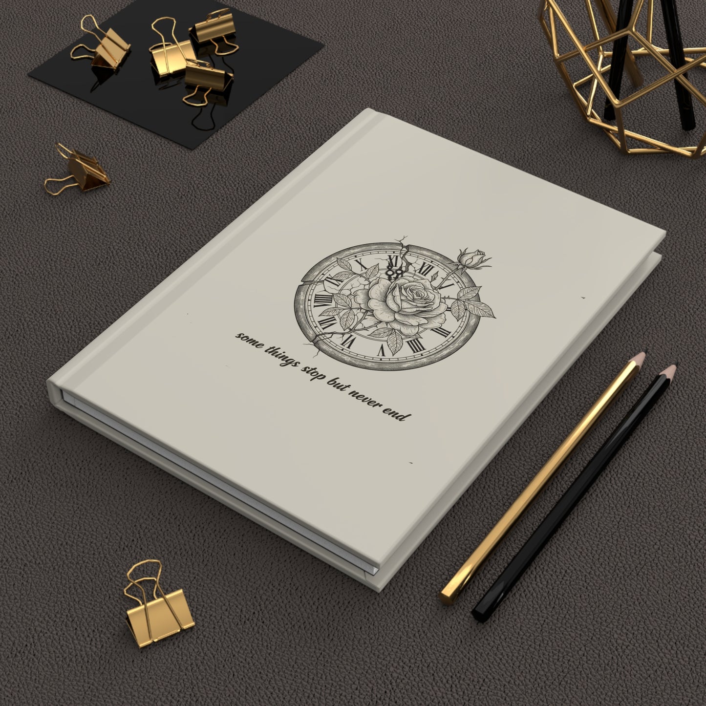 Some Things Stop But Never End Rose Clock Journal | Dark Coquette Gothic Pocket Watch Hardcover Notebook – Petal & Power