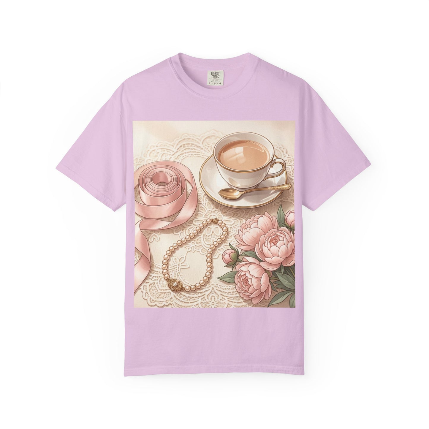 Vintage Coquette Pink Ribbon Tee - Unisex Coffee & Pearls Graphic T-Shirt