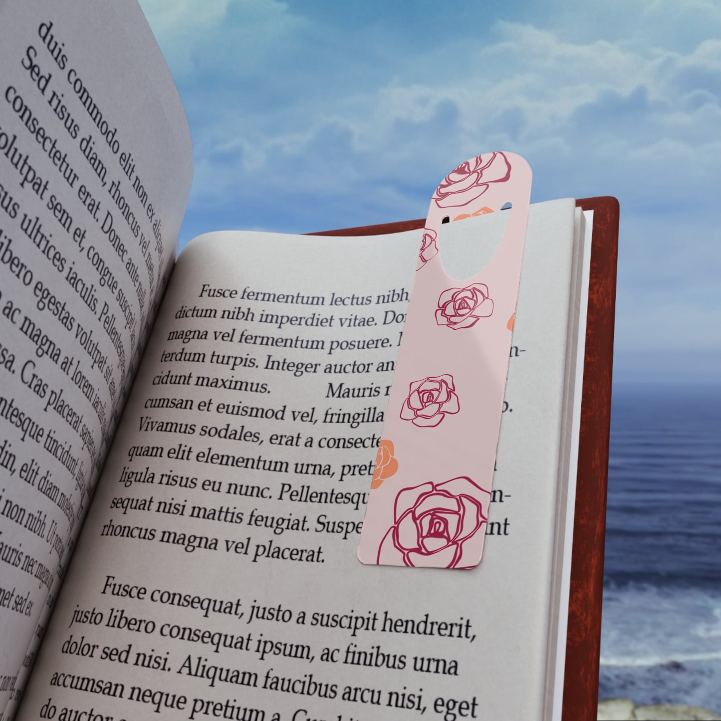 Elegant Pink Rose Bookmark | Cute Floral Page Clip Gift