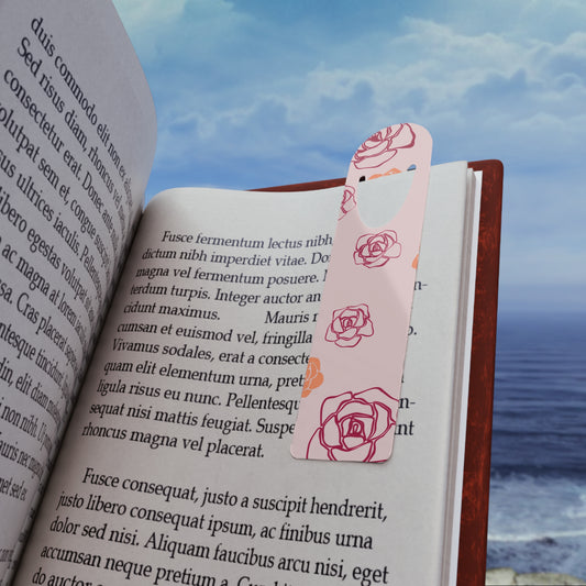 Elegant Pink Rose Bookmark | Cute Floral Page Clip Gift