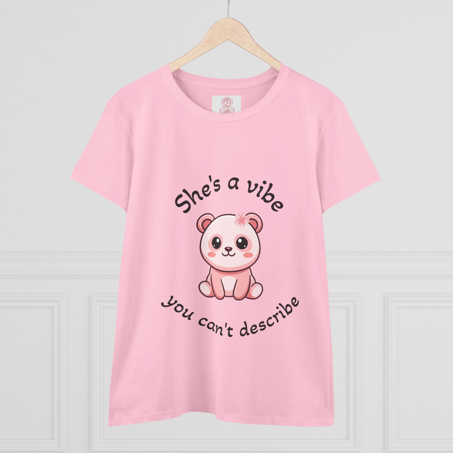 Coquette Graphic Tee | "She's a Vibe" Cute Bear Women's T-Shirt | Girly Pink Shirt