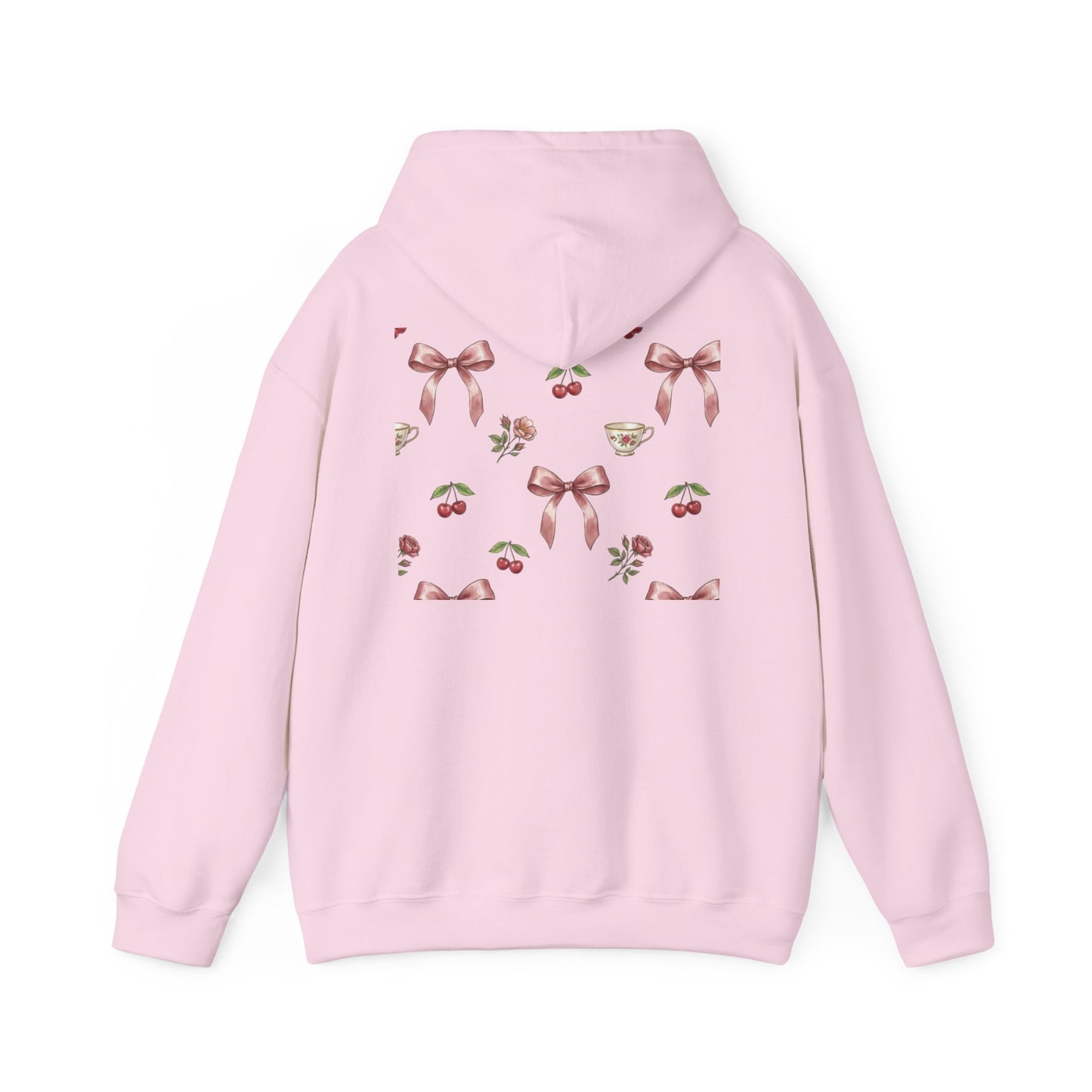 Coquette Bow Tea Party Hoodie | Aesthetic Cherry & Bow Print Oversized Sweatshirt
