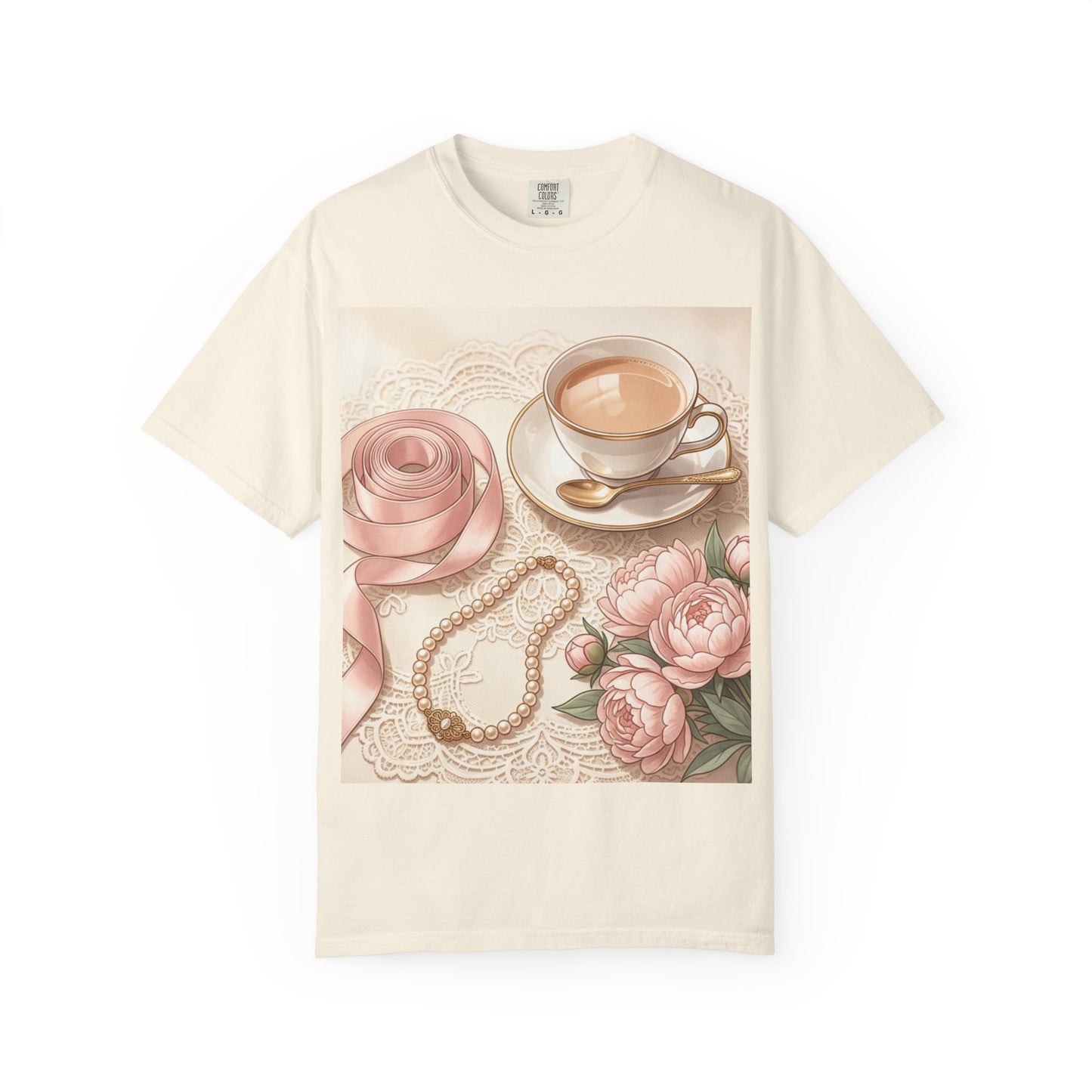Vintage Coquette Pink Ribbon Tee - Unisex Coffee & Pearls Graphic T-Shirt