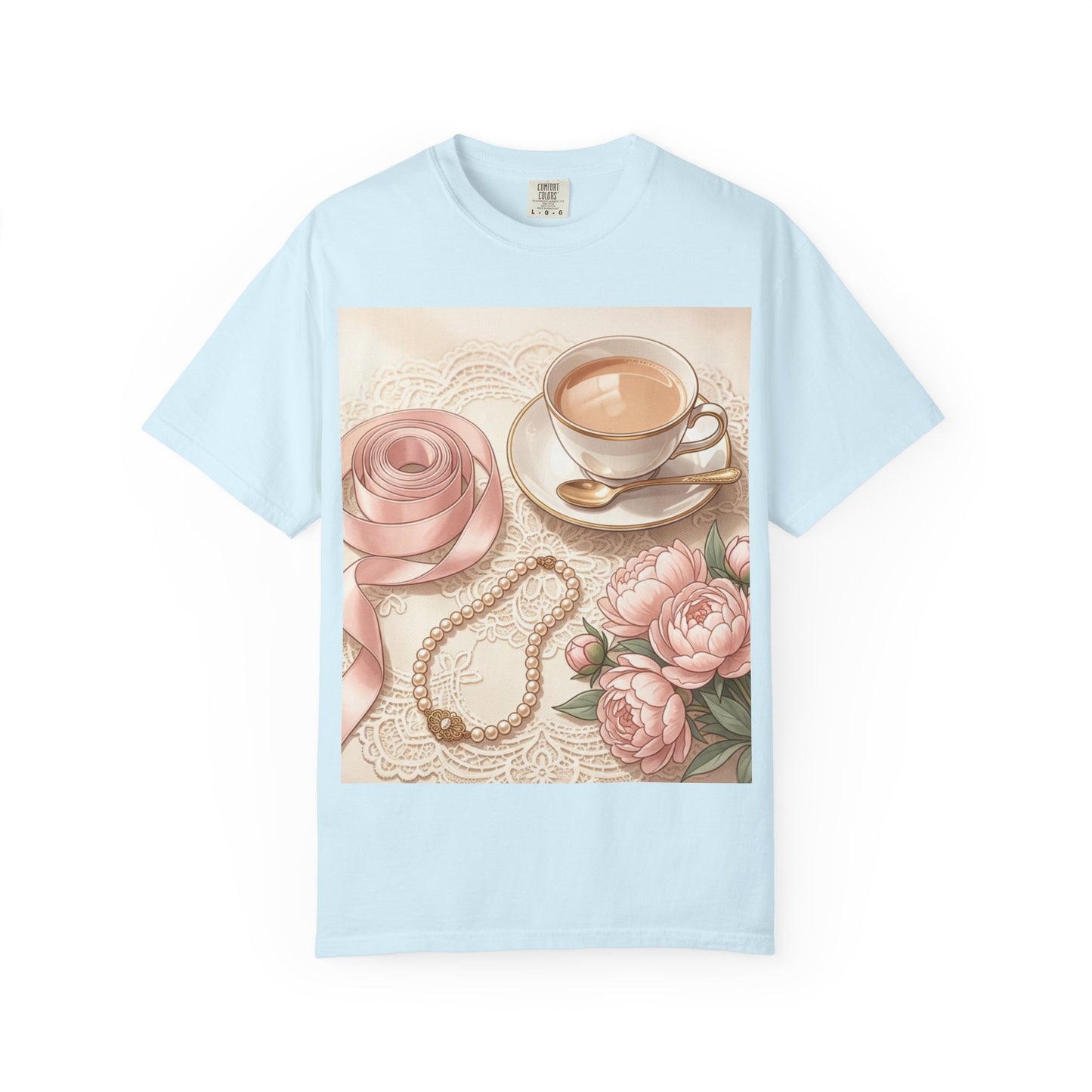 Vintage Coquette Pink Ribbon Tee - Unisex Coffee & Pearls Graphic T-Shirt